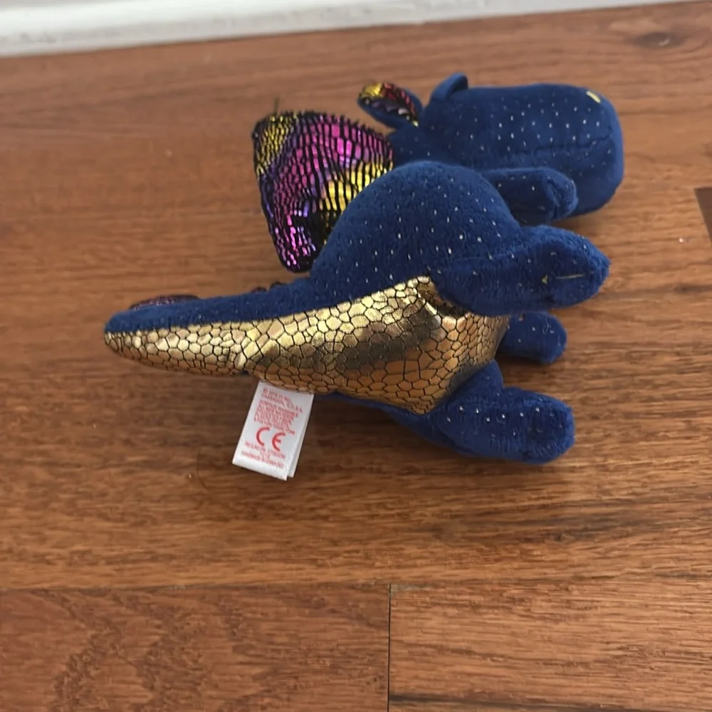 NWT TY beanie boo’s collection “saffire ” Blue, gold & purple Plush Dragon Toy - Picture 5 of 8